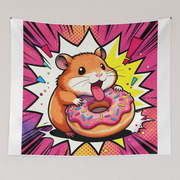 Item preview, Cartoon Hamster with Giant Sprinkle Donut designed and sold by Shelley Loewnau-Jones Studio.