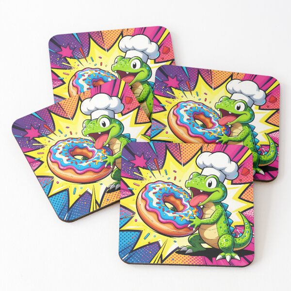 Item preview, Chef Lizard with Giant Donut designed and sold by Shelley Loewnau-Jones Studio.