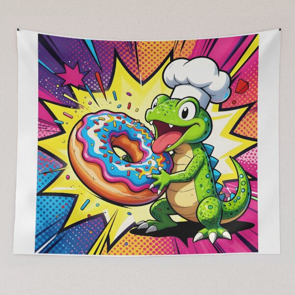 Item preview, Chef Lizard with Giant Donut designed and sold by Shelley Loewnau-Jones Studio.