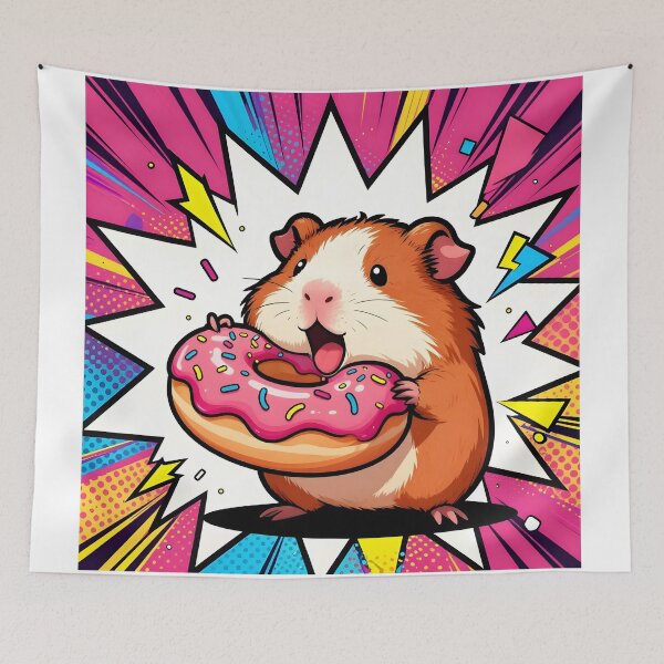 Item preview, Anime Guinea Pig Eating a Donut designed and sold by Shelley Loewnau-Jones Studio.