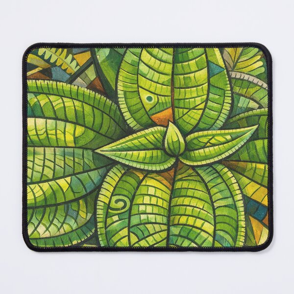Item preview, Rainforest plants - closeup - geometric design improved with AI designed and sold by www.elyunqueprints.store.