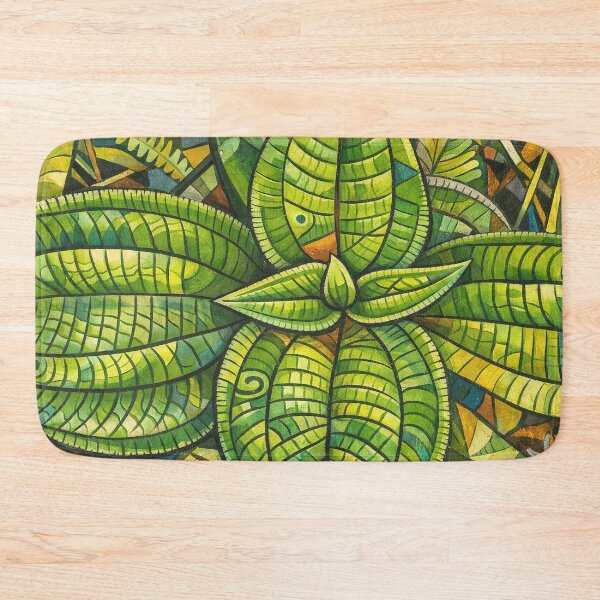 Item preview, Rainforest plants - closeup - geometric design improved with AI designed and sold by www.elyunqueprints.store.