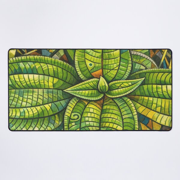 Item preview, Rainforest plants - closeup - geometric design improved with AI designed and sold by www.elyunqueprints.store.