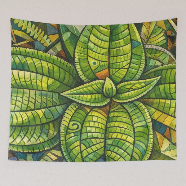 Item preview, Rainforest plants - closeup - geometric design improved with AI designed and sold by www.elyunqueprints.store.
