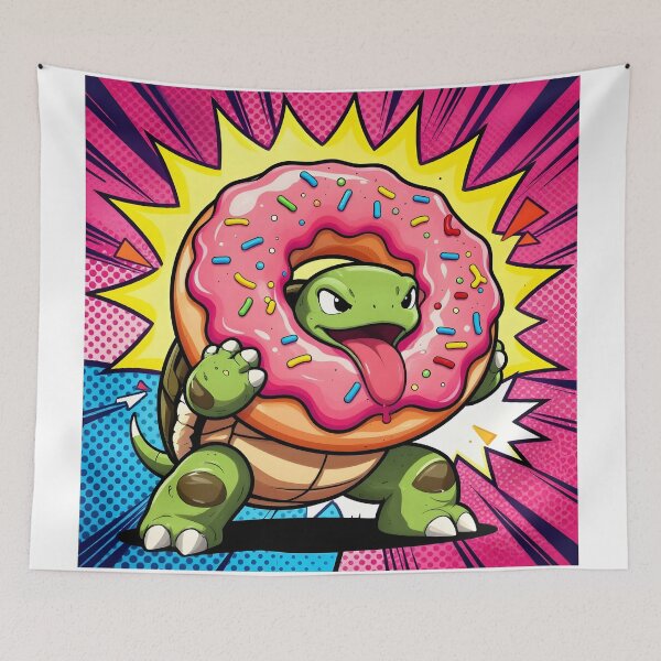 Item preview, Cartoon Turtle Holding Giant Donut designed and sold by Shelley Loewnau-Jones Studio.
