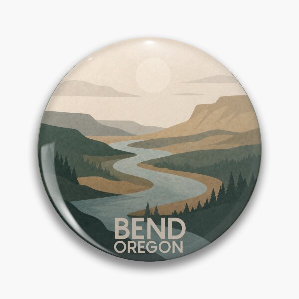 Item preview, Bend Oregon River Landscape | Minimal Pacific Northwest Mountain Nature Travel Art designed and sold by SimplyJasper.