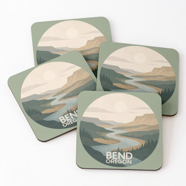 Item preview, Bend Oregon River Landscape | Minimal Pacific Northwest Mountain Nature Travel Art designed and sold by SimplyJasper.