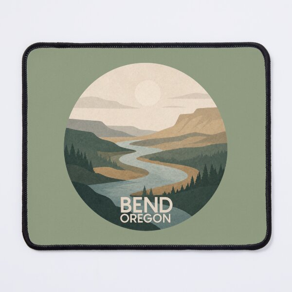 Item preview, Bend Oregon River Landscape | Minimal Pacific Northwest Mountain Nature Travel Art designed and sold by SimplyJasper.
