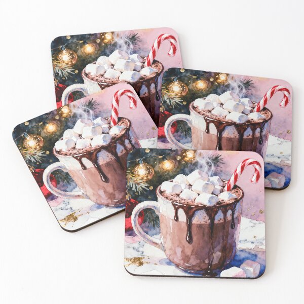 Item preview, Christmas Hot Chocolate Print with Marshmallows designed and sold by soulfulpalette.