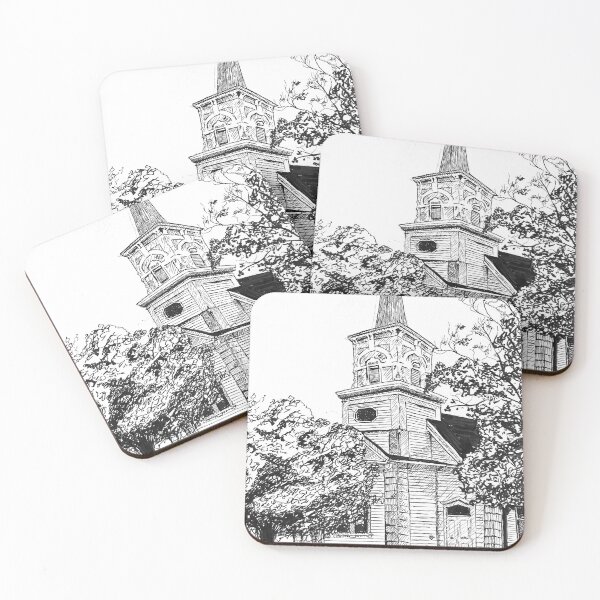 Item preview, Church in Gorham (2025) - Pen & Ink designed and sold by M. Thomas Art.