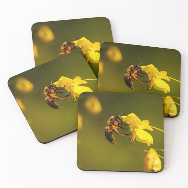 Item preview, Bee Pollinating Yellow Wildflower in Warm Natural Light designed and sold by Dolpo.