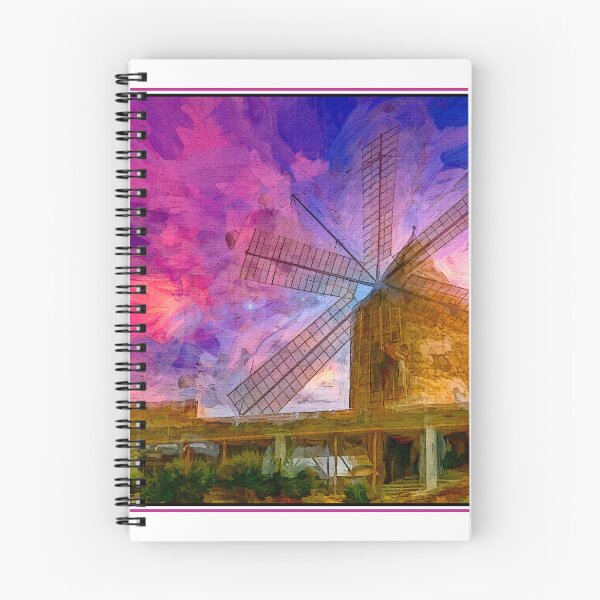 Item preview, Mallorca, Spain, 1958, Late Afternoon, Old Windmill, Digital Illustration designed and sold by AMacGPhilly.