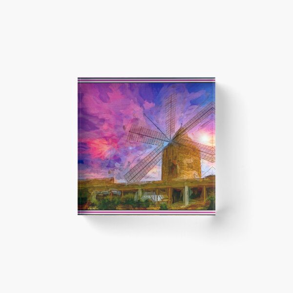 Item preview, Mallorca, Spain, 1958, Late Afternoon, Old Windmill, Digital Illustration designed and sold by AMacGPhilly.