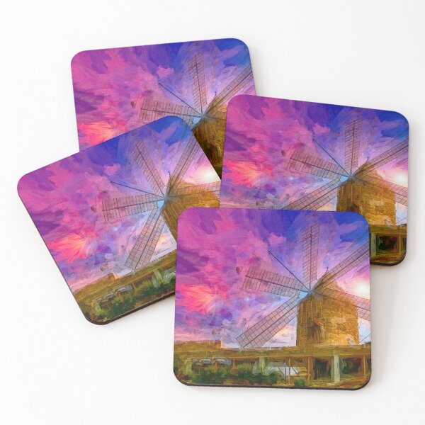Item preview, Mallorca, Spain, 1958, Late Afternoon, Old Windmill, Digital Illustration designed and sold by AMacGPhilly.