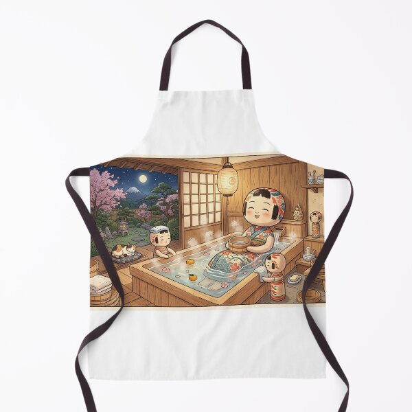Item preview, Kokeshi Onsen: A Serene Night in the Hinoki Bath designed and sold by Kokeshidreams.