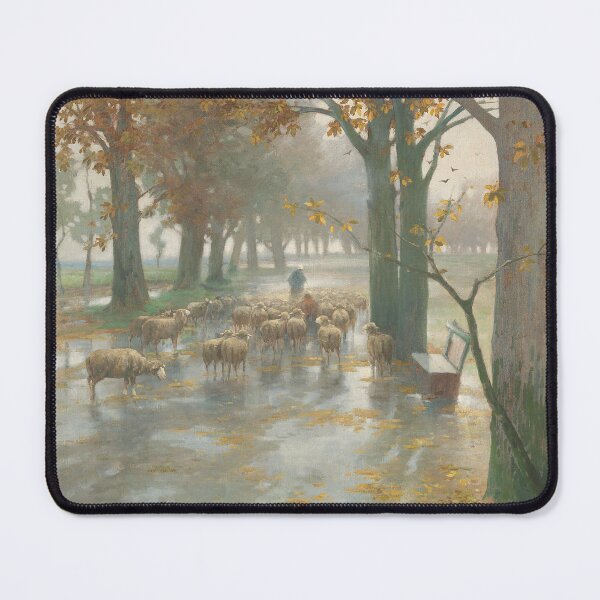Item preview, Vintage Art Reproduction: Flock of Sheep with Shepherdess on a Rainy Day designed and sold by The Real Victorian.
