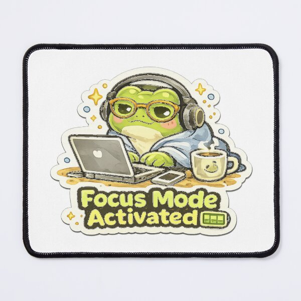 Item preview, Focus Mode Activated Frog Study Motivation Cute Productivity Art designed and sold by InkWanderStudio.
