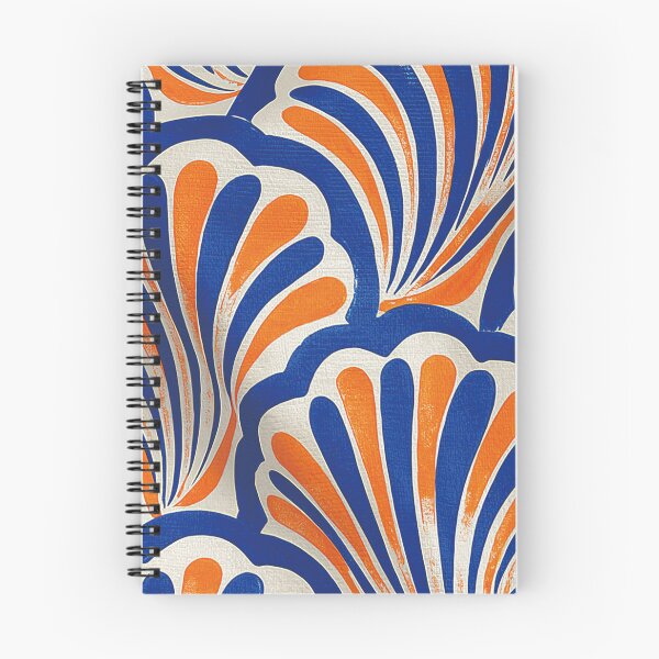 Item preview, Modern Art Deco Scallop Pattern - Retro Blue and Orange Shells designed and sold by ReijeeLap.