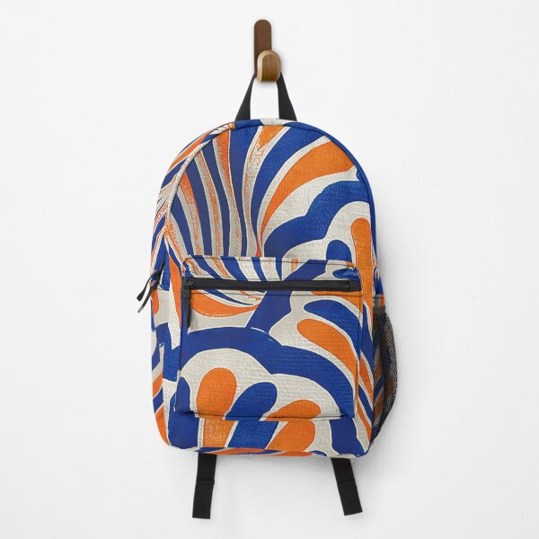 Item preview, Modern Art Deco Scallop Pattern - Retro Blue and Orange Shells designed and sold by ReijeeLap.