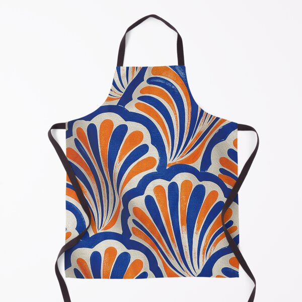 Item preview, Modern Art Deco Scallop Pattern - Retro Blue and Orange Shells designed and sold by ReijeeLap.