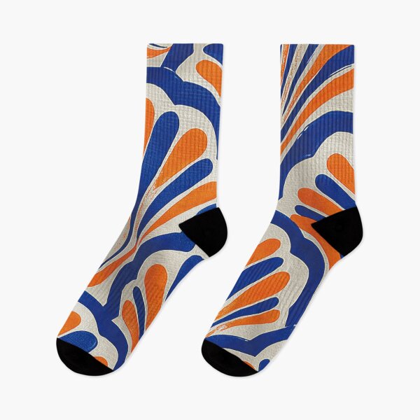 Item preview, Modern Art Deco Scallop Pattern - Retro Blue and Orange Shells designed and sold by ReijeeLap.