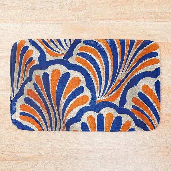 Item preview, Modern Art Deco Scallop Pattern - Retro Blue and Orange Shells designed and sold by ReijeeLap.