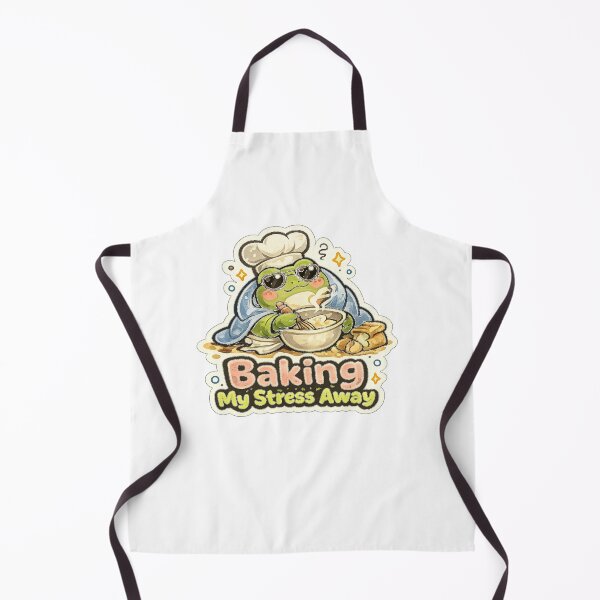Item preview, Baking My Stress Away Cute Frog Baker Funny Cozy Design designed and sold by InkWanderStudio.