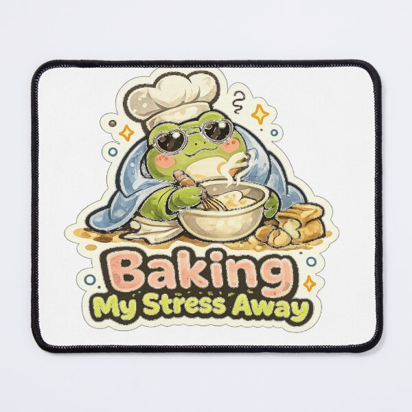 Item preview, Baking My Stress Away Cute Frog Baker Funny Cozy Design designed and sold by InkWanderStudio.