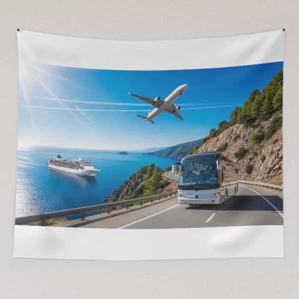 Item preview, Coastal Travel Transport Scenic Illustration designed and sold by PixorStudio.