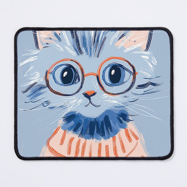Item preview, Cute Cat Wearing Sweater and Glasses Brush Style Colorful Kawaii Design designed and sold by Meow-Attitude.