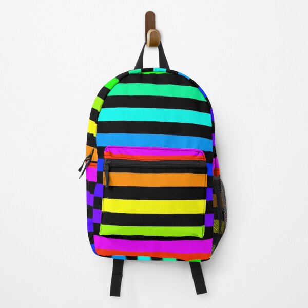 Item preview, Neon Rainbow and Black stripes pattern designed and sold by MIMIWIWI.