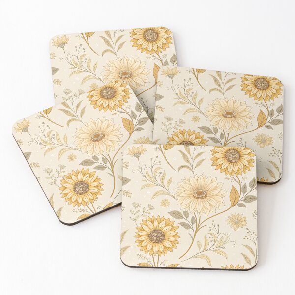 Item preview, Sunflower Seamless Pattern in Soft Beige Tones | Vintage Floral Design, Botanical Aesthetic Background designed and sold by Erik Visnievskij.