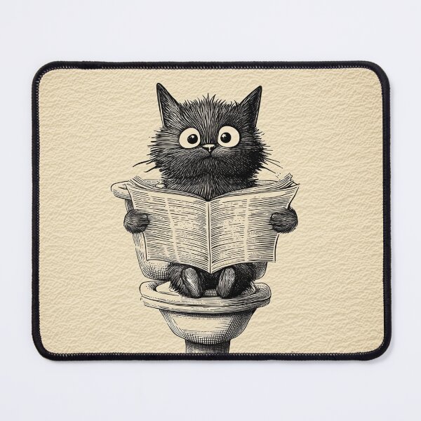 Item preview, Funny Grey Cat Reading Newspaper on Toilet Cute Humor Design designed and sold by Meow-Attitude.