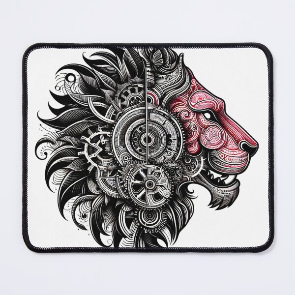 Item preview, Steampunk Lion Mechanical Clockwork Gear Art designed and sold by Radhamadhaba Pattachitra Vibes”.