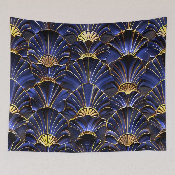 Item preview, Midnight Royal Blue And Golden Art Deco Pattern designed and sold by DEC02.