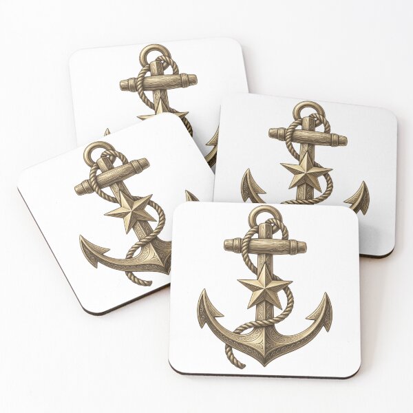 Item preview, Vintage Nautical Anchor with Rope and Star – Maritime Tattoo Style designed and sold by Chaos world.