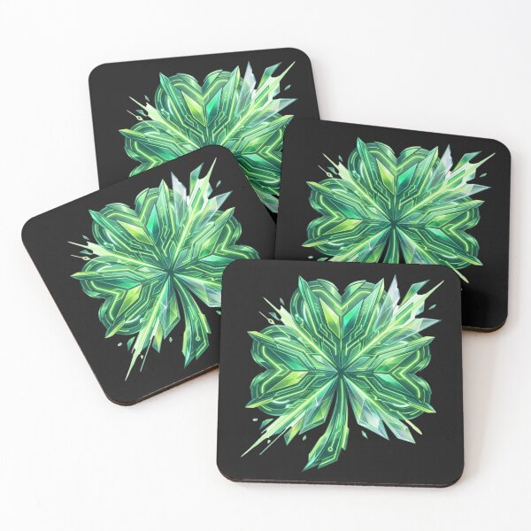 Item preview, Geometric Glowing Green Four Leaf Clover Design designed and sold by hilaryuofhi.