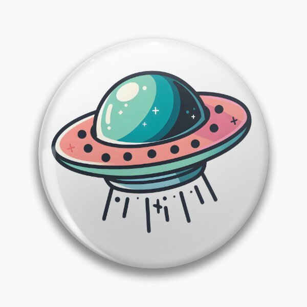 Item preview, Blue Coral UFO – Retro Sci-Fi Alien Spaceship Illustration designed and sold by BobaBunny76.