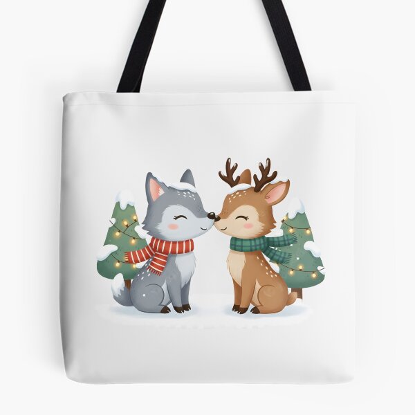 Item preview, Cute Wolf and Deer Winter Couple designed and sold by naragon4289.