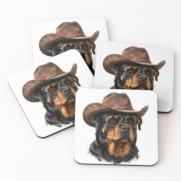 Item preview, Rottweiler Cowboy – Rugged Western Hat Sunglasses Cool Country Style designed and sold by Fur Honcho.