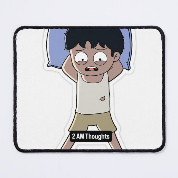 Item preview, 2 AM Thoughts – Overthinking Mood Cartoon Sticker designed and sold by Ashutoshwarade.