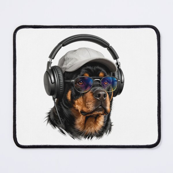 Item preview, Urban Rottweiler – Cool Dog Wearing Headphones and Cap designed and sold by Fur Honcho.