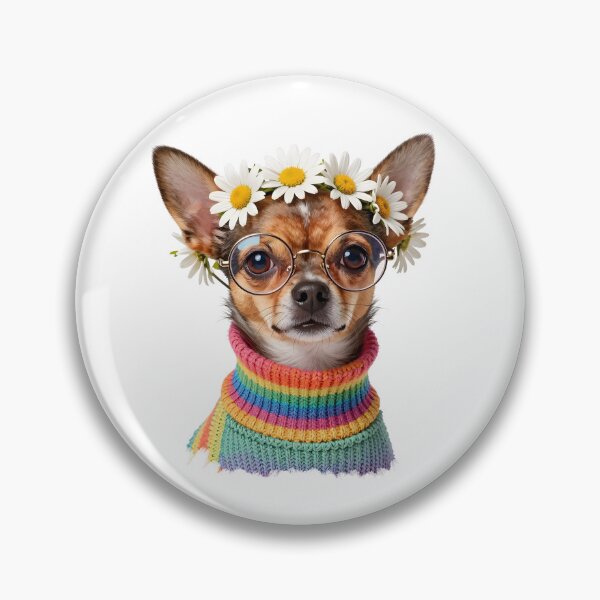 Item preview, Hippie Chihuahua with Daisy Crown – Cute Retro Dog Rainbow Aesthetic designed and sold by Fur Honcho.