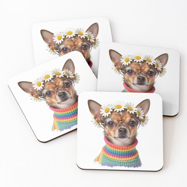 Item preview, Hippie Chihuahua with Daisy Crown – Cute Retro Dog Rainbow Aesthetic designed and sold by Fur Honcho.