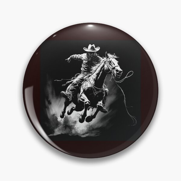 Item preview, Western Rodeo Cowboy Riding Horse | Black and White Outlaw Ranch Art designed and sold by inkoutninja.