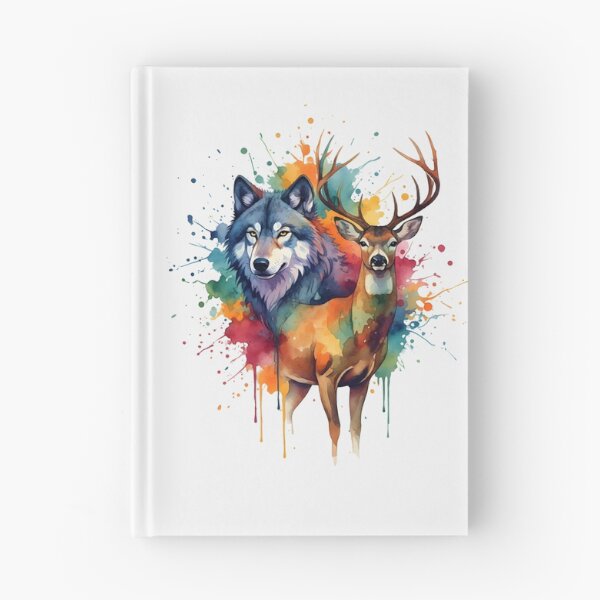 Item preview, Colorful Wolf and Deer Watercolor Splash designed and sold by naragon4289.