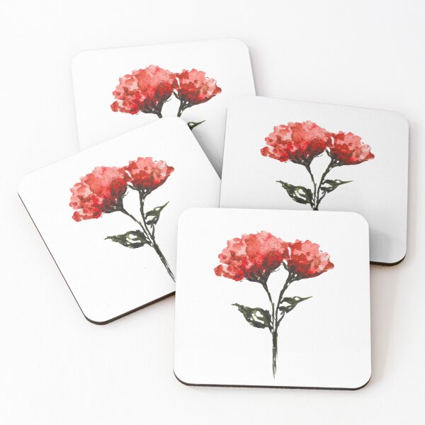Item preview, Red Carnation Duo Watercolor | Romantic Floral Illustration | Botanical Flower Sticker & Wall Art designed and sold by Little Bloom Studio.
