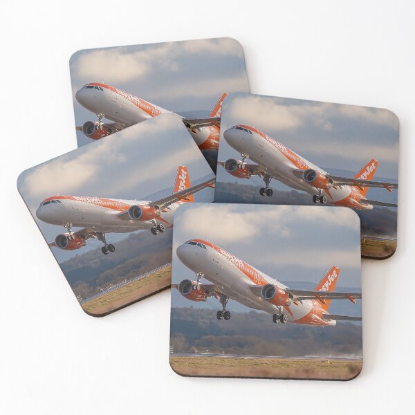 Item preview, Orange and White Ascent A320 Leaves Runway 23R designed and sold by Skyframe Aviation.
