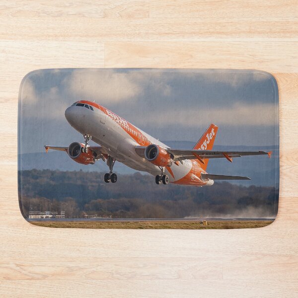 Item preview, Orange and White Ascent A320 Leaves Runway 23R designed and sold by Skyframe Aviation.