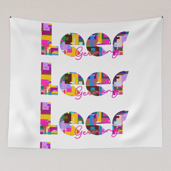 Item preview, Leer, Alemania, Arte tipográfico abstracto y vibrante de la ciudad designed and sold by Wanderful-roads.